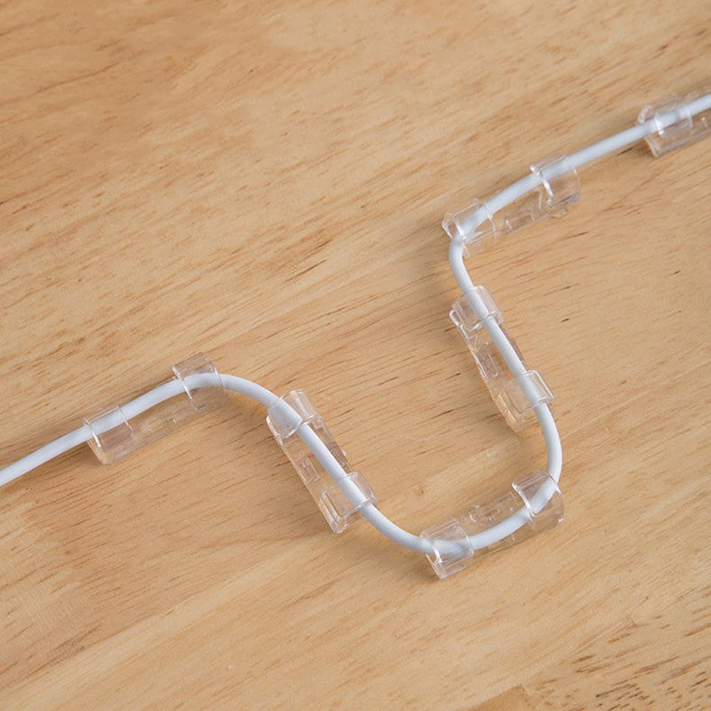 20/100 peças Grampos Organizadores de Cabos Suporte de Fio Transparente Gerenciador de Fios de Casa Escritório Enrolador de Linha de Dados USB Protetor de Ganchos