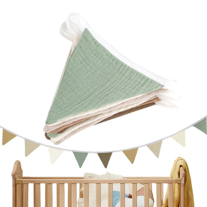 Pennant Banner Flags Nursery Bunting Banner Flags Washable Cotton Fabric Triangle Pennant Garlands for Living Room and Bedroom