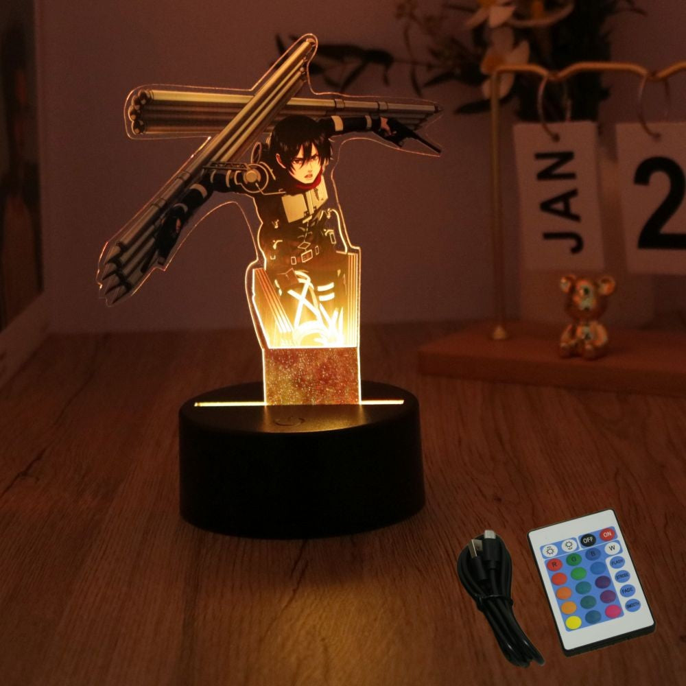 Anime Figures Attack on Titan 3D Lamp LED Night Light RGB16 Colors Lamps Remote Standing Sign Decor Bedroom Home Kids Toys Gifts