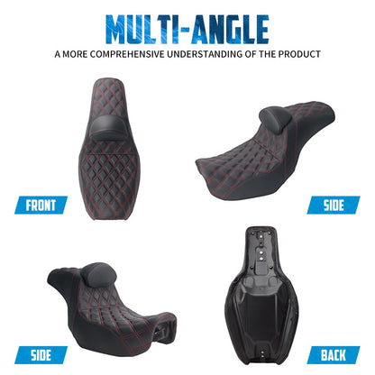 Assento de passageiro com encosto para motocicleta, banco duplo com almofadas para Harley Dyna Fat Bob Low Rider FXDL FLD 2006-2017