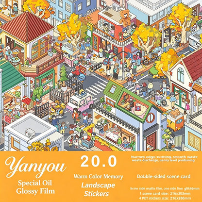 Kawaii Large Edition Series 3D Landscape Stickers DIY Pocket House Scene Stickers Handmade Account Stickers Party Festival Gifts