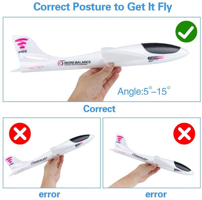 Avião de espuma grande de 36cm x 48cm, planador de avião de arremesso manual, aviões de bolha EPP inerciais, brinquedos de lançamento ao ar livre para crianças e meninos de presente