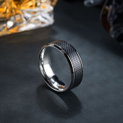 Anéis masculinos de aço inoxidável de alta qualidade, anel preto e branco de titânio estilo ocidental para joias de moda