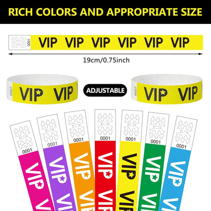 500 VIP Yellow Waterproof Paper Wristbands Lightweight Festival Event Identification Bracelets Party Favors