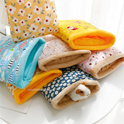Saco de Dormir para Porquinho da Índia com Estampa de Flor e Papai Noel, de Algodão Macio, Gaiola para Ouriço e Rato, Casa de Descanso para Animais de Estimação, Barraca, Acessórios para Hamster