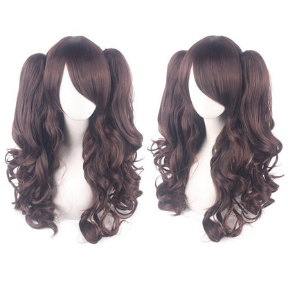 Cosplay Anime Wig Lolita Cute Lolita Double Ponytail Long Curled Hair Fake Hair Synthetic fiber wig