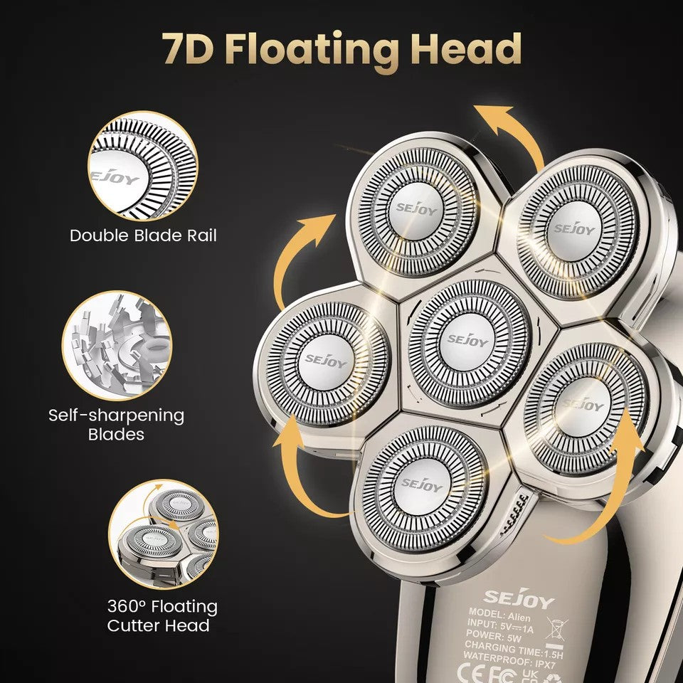 SEJOY Electric Shaver Hair Clipper 5IN1 Beard Trimmer Bald Head Shaver Wet & Dry Men's Electric Hair Trimmer