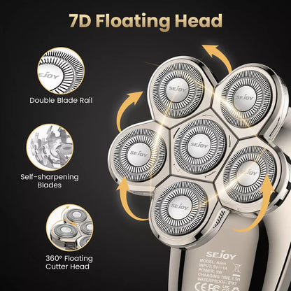 SEJOY Electric Shaver Hair Clipper 5IN1 Beard Trimmer Bald Head Shaver Wet & Dry Men's Electric Hair Trimmer