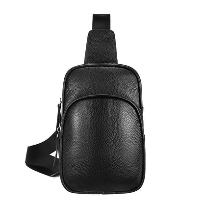 Genuine Leather Small Sling Bag Casual Crossbody Shoulder Chest Cell Phone Purse Fanny Packs Gifts for Women Men Black