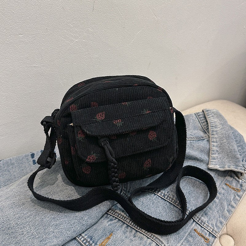 Cute Strawberry Shoulder Bag Casual Zipper Trendy Crossbody Bag Tote Handbag for Women Girls Travel Work Messenger Bag Handbags