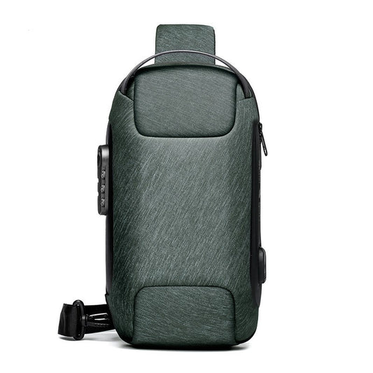 2023 Bolsa Masculina de Peito Impermeável Transversal Multifuncional Antifurto para Viagem Bolsa de Ombro Masculina Necessaire com Carregamento USB para Homem