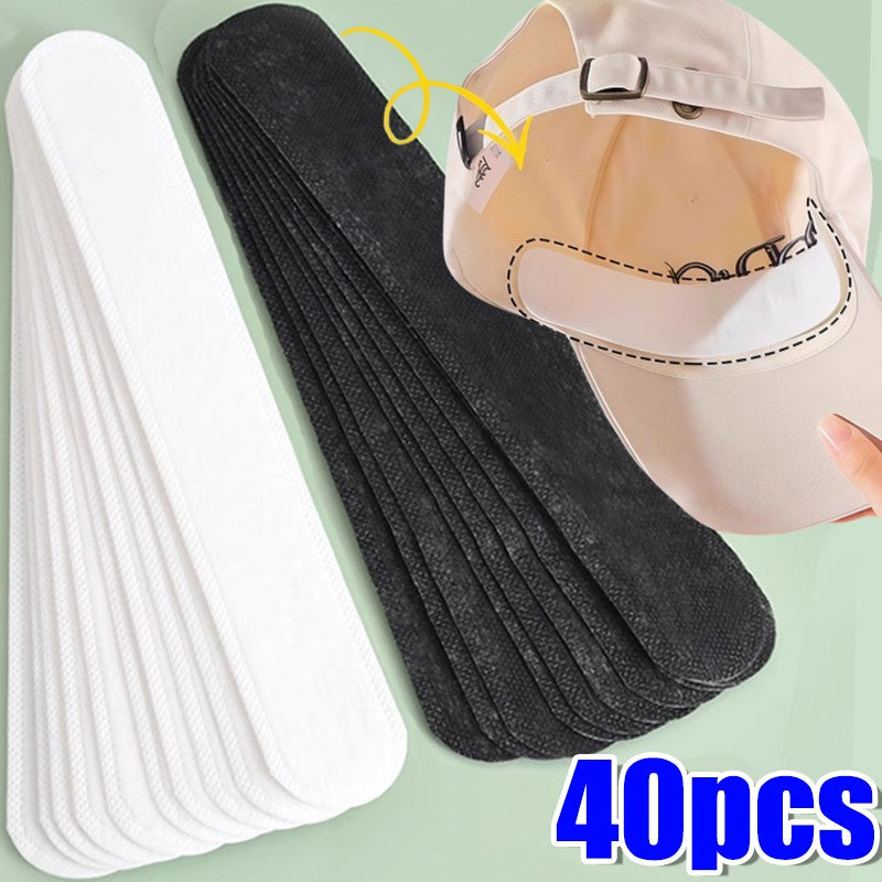 10/40pcs Women's Hat Sweat Absorber Stickers Men Anti-dirt Sports Belt Cap Rim Invisible White Tape Hat Size Reducer Liner Pads