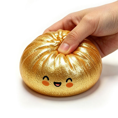 Glitter Shark Dumplings Squishy Toy Soft Slow Resilience Mini Buns Fidget with Steamer Steamed Stuffed Bun Pinch Le