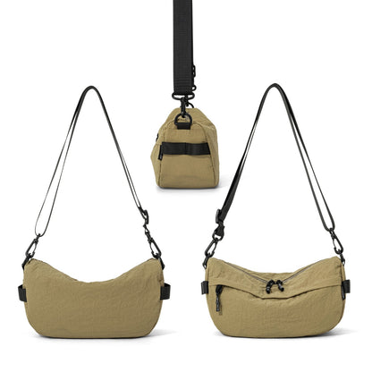 Japanese-Style Waterproof Lightweight Nylon Crossbody Bag, Lightweight Casual Multi-Pocket Unisex Phone Bag, Small Square Bag, Trendy for Hiking and Shopping