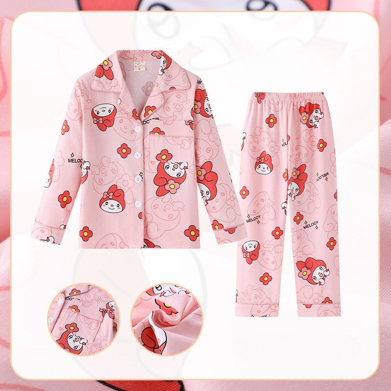 Kawaii Pochacco Children Pajama Sets Lovely Cartoon Print Collar Kids Sleepwear Set Soft Comfortable Boys Girls Pajamas