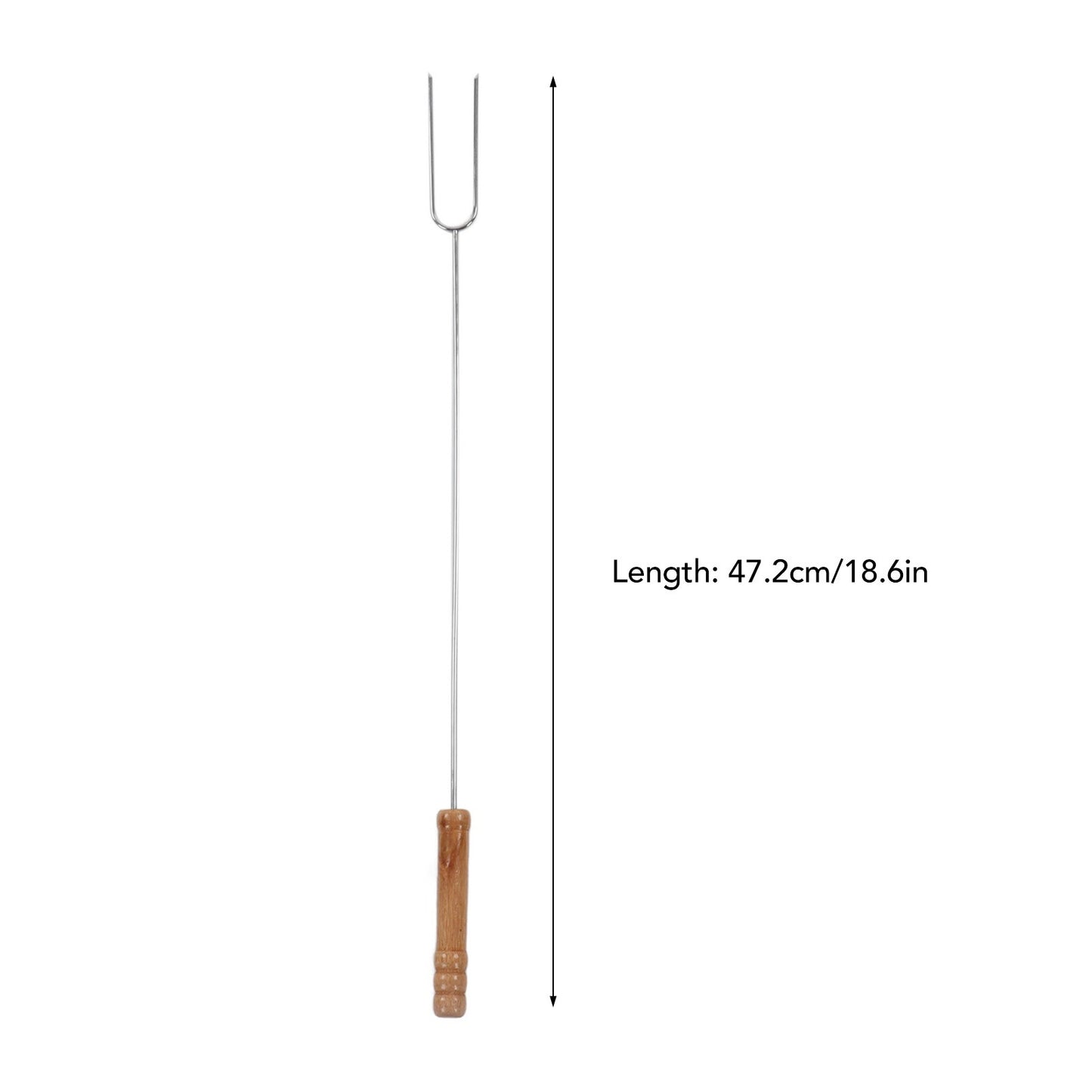 3Pcs 47.2cm Barbecue Forks Multifunctional Stainless Steel Roasting Stick with Beech Wood Handle for Outdoor BBQ Camping