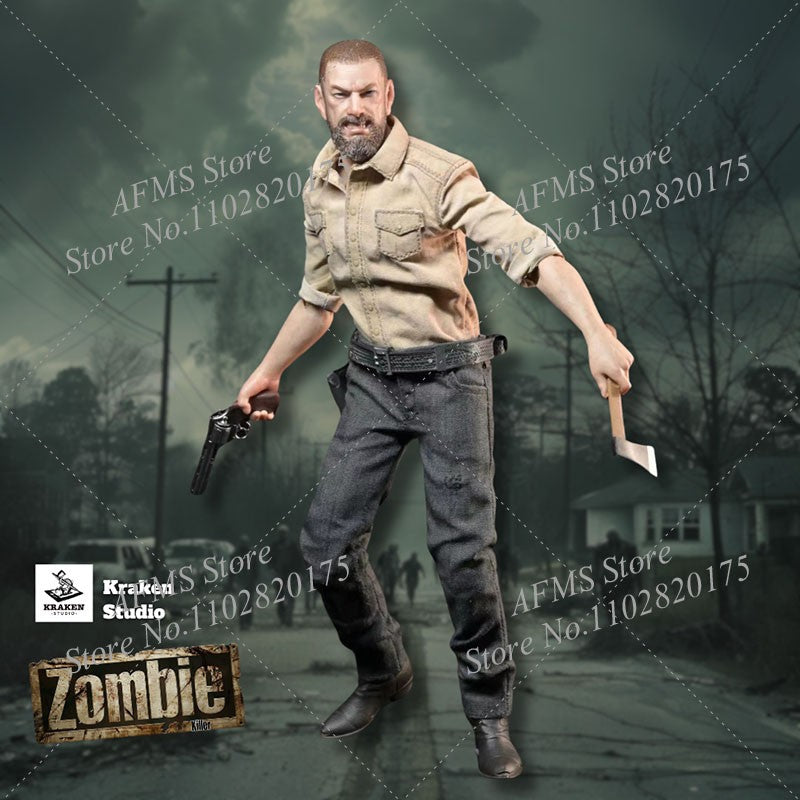 Kraken Studio Figura Colecionável 1/12 Escala Terrifying Zombie Police Killer Rick Conjunto Completo Figura de Ação de Soldado Masculino de 6 Polegadas Modelo