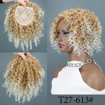 Toppers Sintéticos Afros Crespos Cabelo Cacheado Perucas Para Mulheres Negras Com Cabelo Ralo Aumentam O Volume Do Cabelo