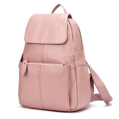 Zency Mochila Feminina Elegante Preta Branca Couro Genuíno Qualidade A++ Antifurto Grande Capacidade Mochila de Viagem Designer