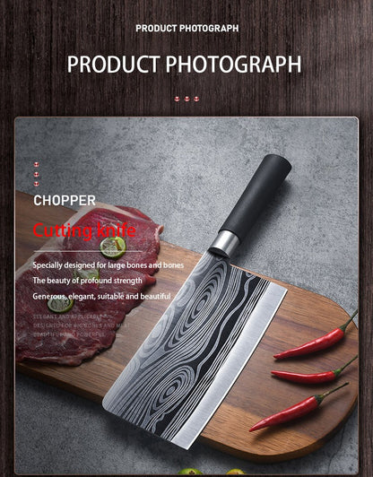 Kitchen Knives Scissors Sharpening Rod Set Laser Damascus Pattern Utility Stainless Steel Sharp Slicing Chef knife Cooking Tool