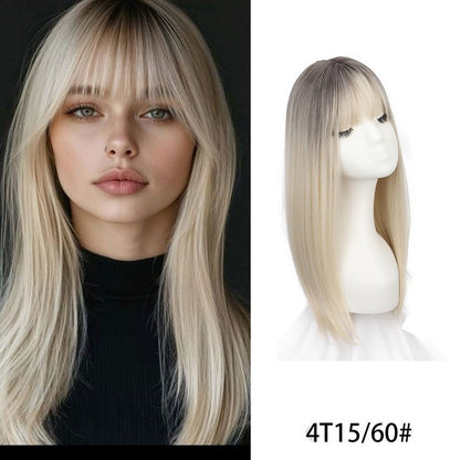 Aplique Capilar Feminino Sintético com Franja - Extensão de Cabelo Fina e Respirável Loira, Topper Capilar para Mulheres, Peruca de Cabelo Falso