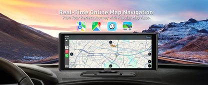 ESSGOO 10.26 Inch Portable Universal Car Stereo Apple CarPlay & Android Auto 4K IPS Touch Screen GPS Navi BT MP5 Player + Camera