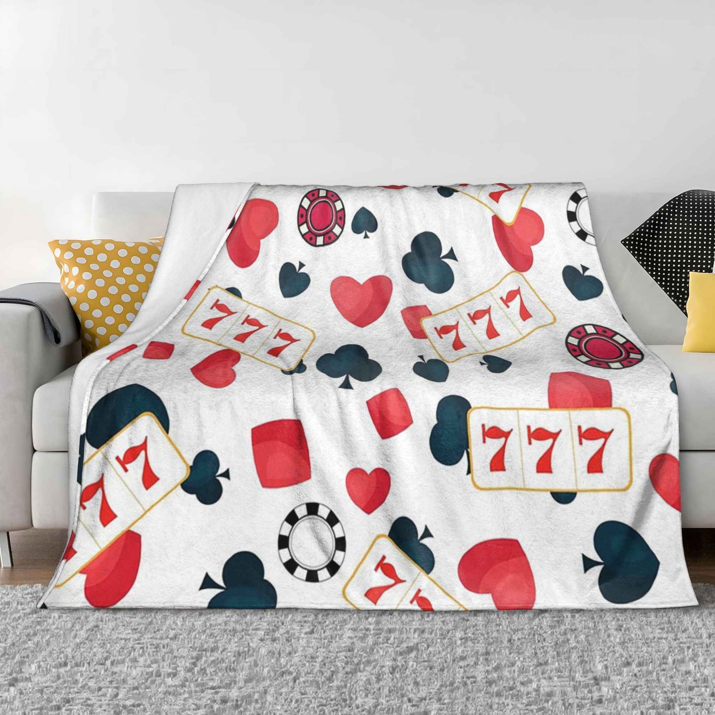 Poker Slot Machine Pattern 1 Blankets Warm Flannel Sofa Throw Blanket for Couch Bedding Outdoor Throws Bedspread Quilt