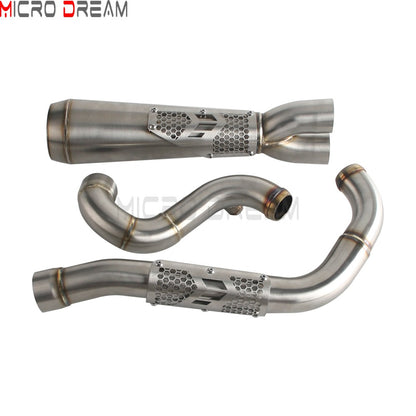 Slip-on Muffler Full Exhaust System 2-in-1 Muffler Pipe For Harley Dyna Low Rider S FXDLS Super Wide Glide FXD FXDWG   FXDF FXDB