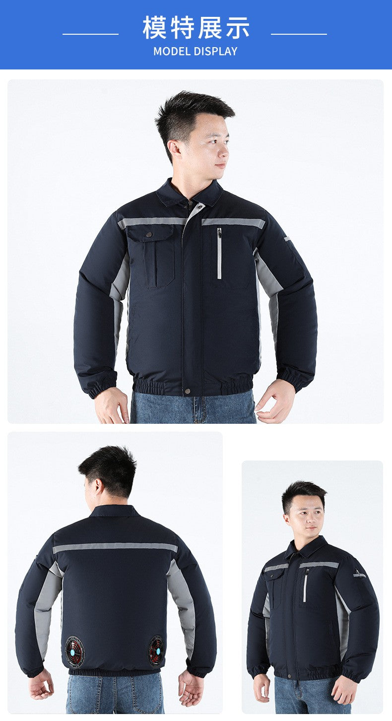 Summer Cooling Jacket Men's Hooded Fan Jacket Heat Resistant Fan Air Conditioner Clothes Breathable Outdoor Fishing Fan Workwear