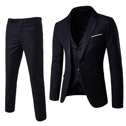 Korean Style Men Vest Pants Set Casual Business Buttons Cuff Vest Trousers Men Suit Wedding Groom Formal Suit