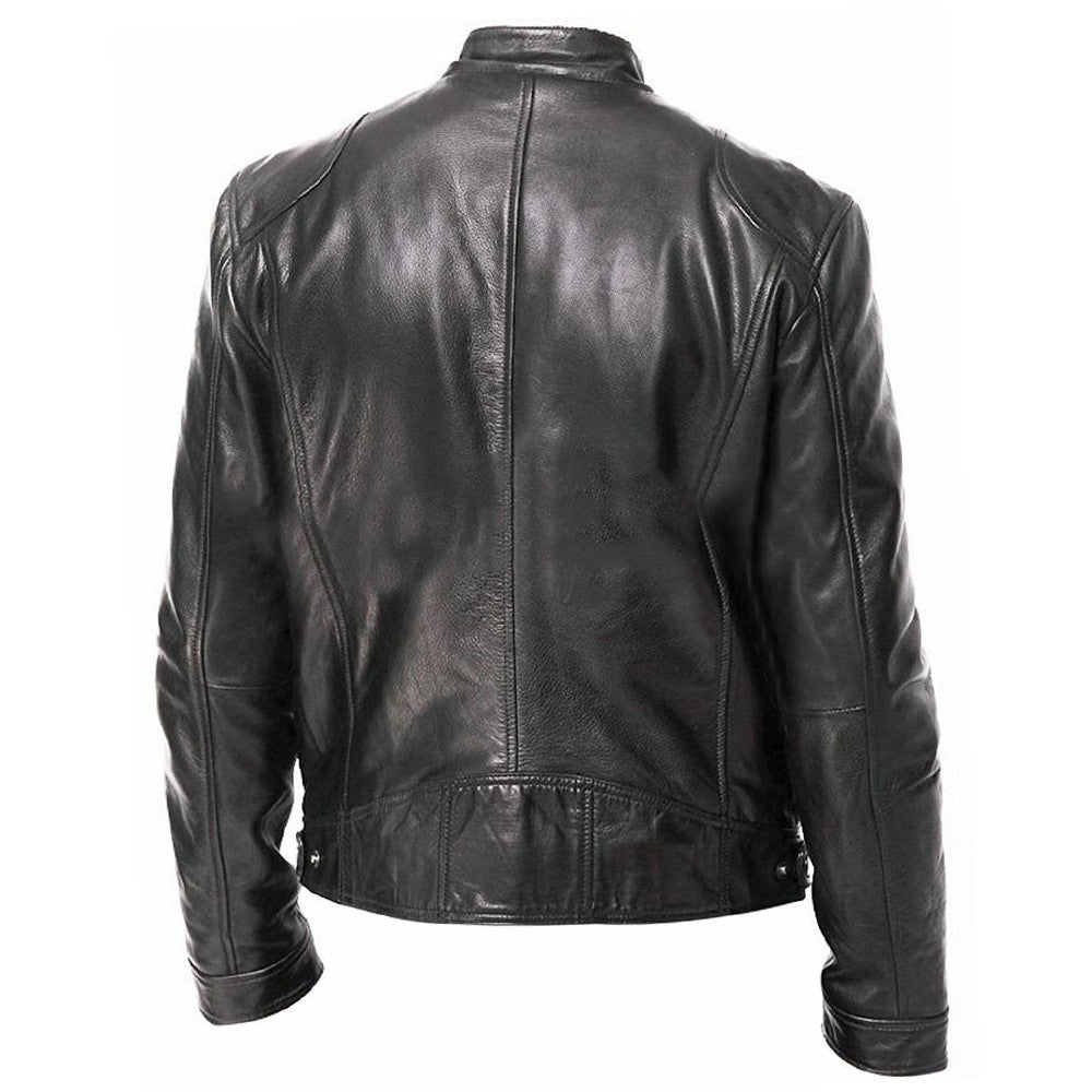 Motorcycle Equipment Men's Pu Leather Motorcycle Jacket Stand-up Collar Casual Leather Jacket Black Moto Racing Riding Jacket
