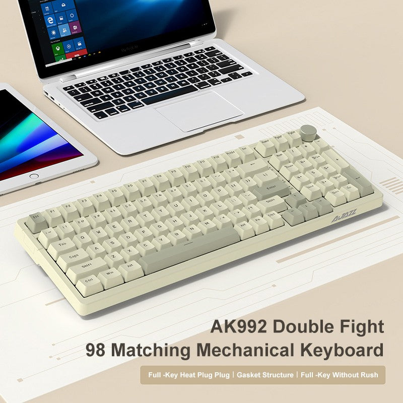 Teclado Mecânico com Fio Ajazz AK992, Layout Completo de 98 Teclas, Hot-Swap, Teclado USB para Jogos, Botão de Tecla Multimídia para Desktop PC Laptop