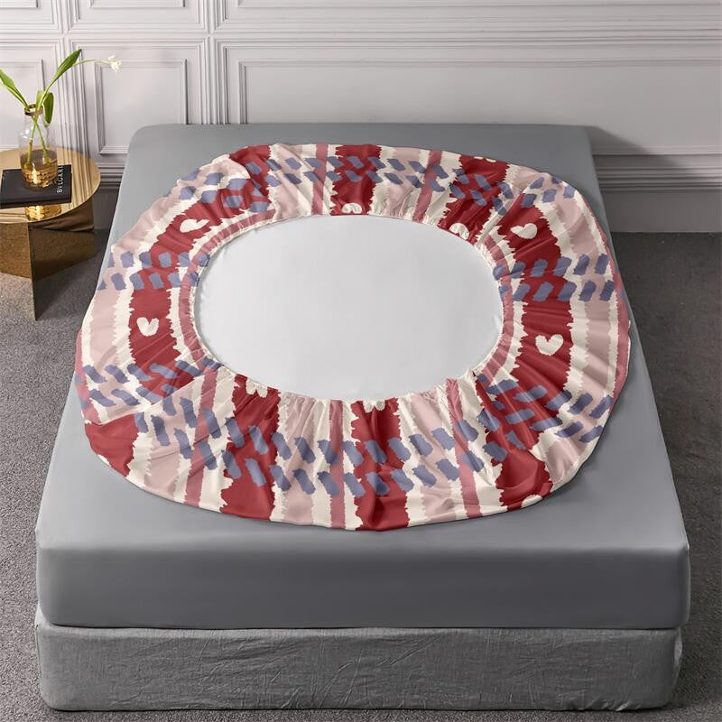 Love Theme Printed Brushed Queen Size Fitted sheet And Pillowcases Set Skin-friendly Bed Cover with Pillowcases For All Seasons