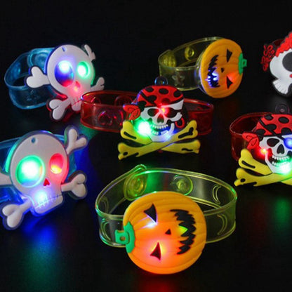 5/10/20PCS Glowing Halloween Pumpkin Ghost Bracelet Rings Night Decor Halloween Party Favor Festival Carnival Gifts Bag Fillers