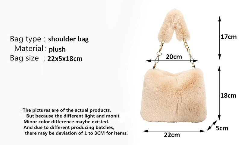 Fashionable Pearl Rabbit Fur Velvet Handbag Women's Crossbody Bag Chain Design Autumn Winter Small Versatile Bag Elegant