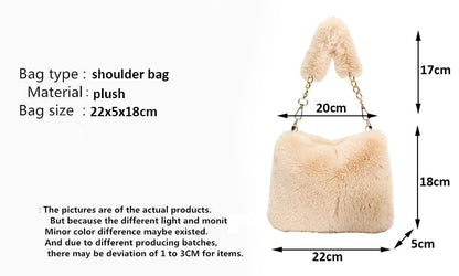 Fashionable Pearl Rabbit Fur Velvet Handbag Women's Crossbody Bag Chain Design Autumn Winter Small Versatile Bag Elegant