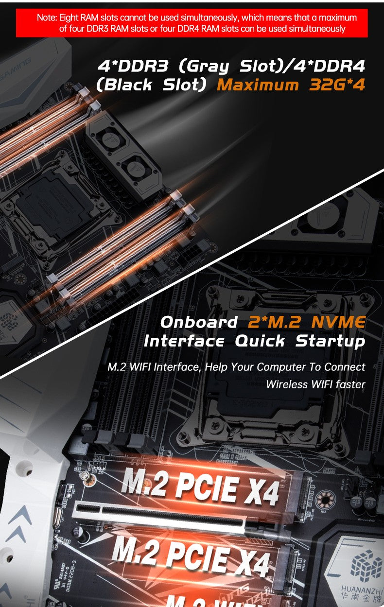 Placa-mãe HUANANZHI X99 TF Q LGA 2011-3 XEON X99 ATX Intel XEON E5 LGA 2011-3 Todas as Séries compatível com memória DDR3 DDR4 RECC NON-ECC