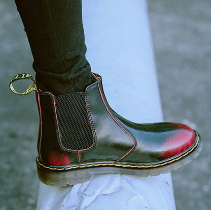 New Unisex Autumn Breathable Leather Ankle Boots Smooth Leather Platform Chelsea Boot for Women Men Platform Boots