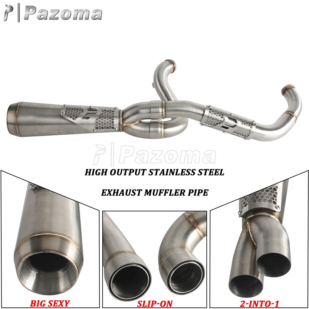 Pazoma 2-in-1 Exhaust Muffler Motorcycle Stepped Exhausts System For Harley Dyna Low Rider Street Fat Bob Super Wide Glide 06-17