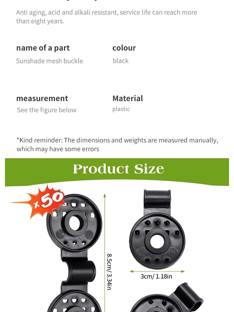 50Pcs Shade Cloth Clips Shade Fabric Clamps Grommets For Net Mesh Cover Sunblock Fabric In Garden Backyard Greenhouse Fixer