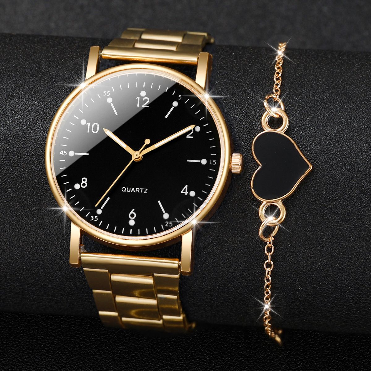 2/4PCS Fashion Arabic Dial Women Watches Simple Quaretz Wristwatch with Bracelets Set Reloj Mujer?Without Box?