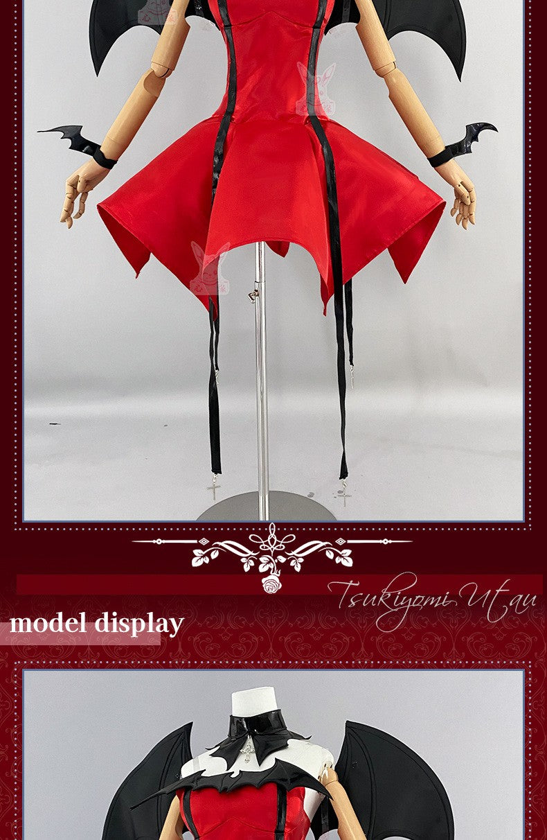 Anime Shugo Chara Tsukiyomi Utau Devil Transformation Cosplay Costume Full Set Women Halloween Cos Outfit With Horns Accessories