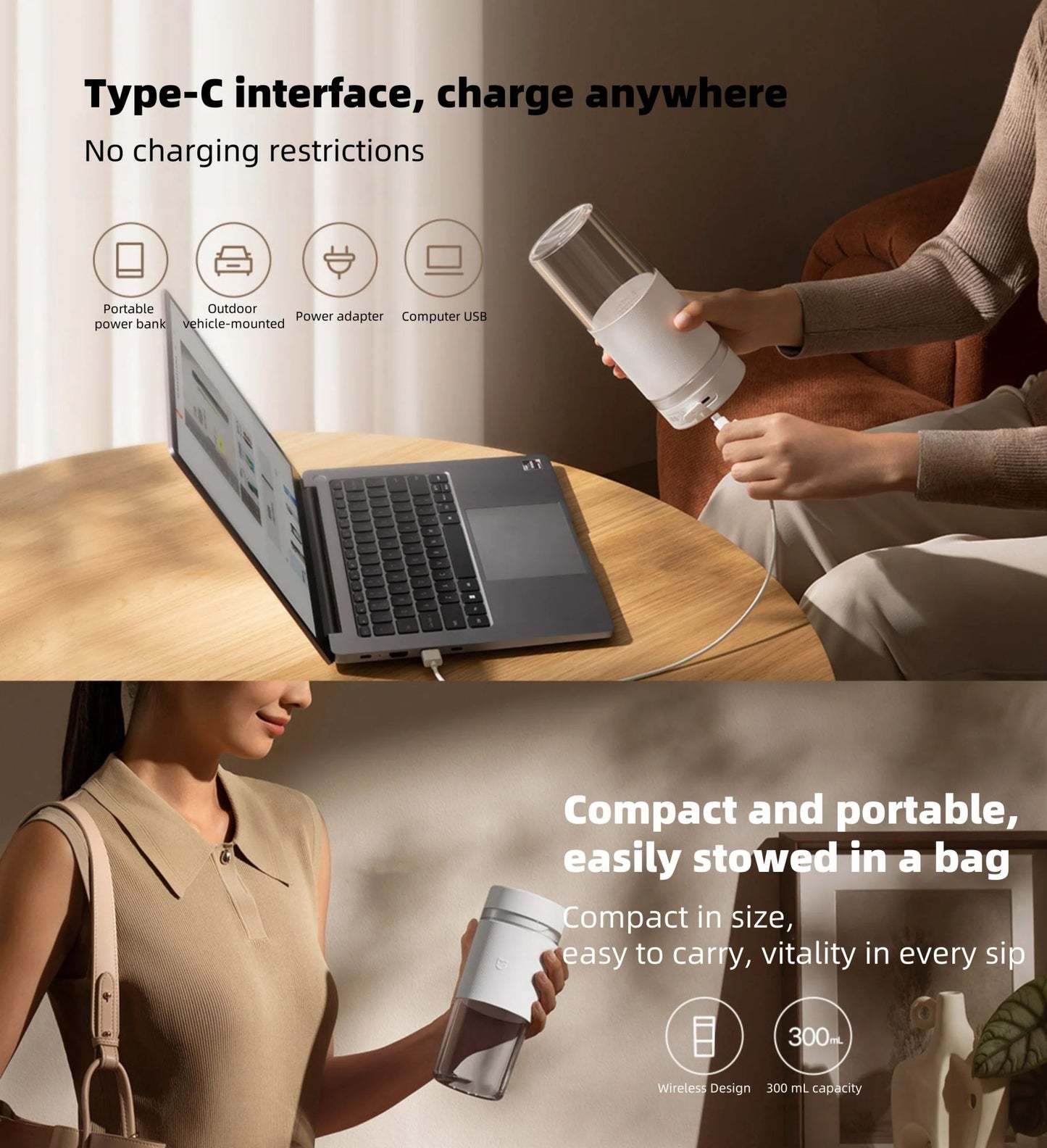 Espremedor Portátil XIAOMI MIJIA Mixer 2 Elétrico Mini Liquidificador Frutas Legumes Gelo Triturado Rápido Processador de Alimentos de Cozinha -CN