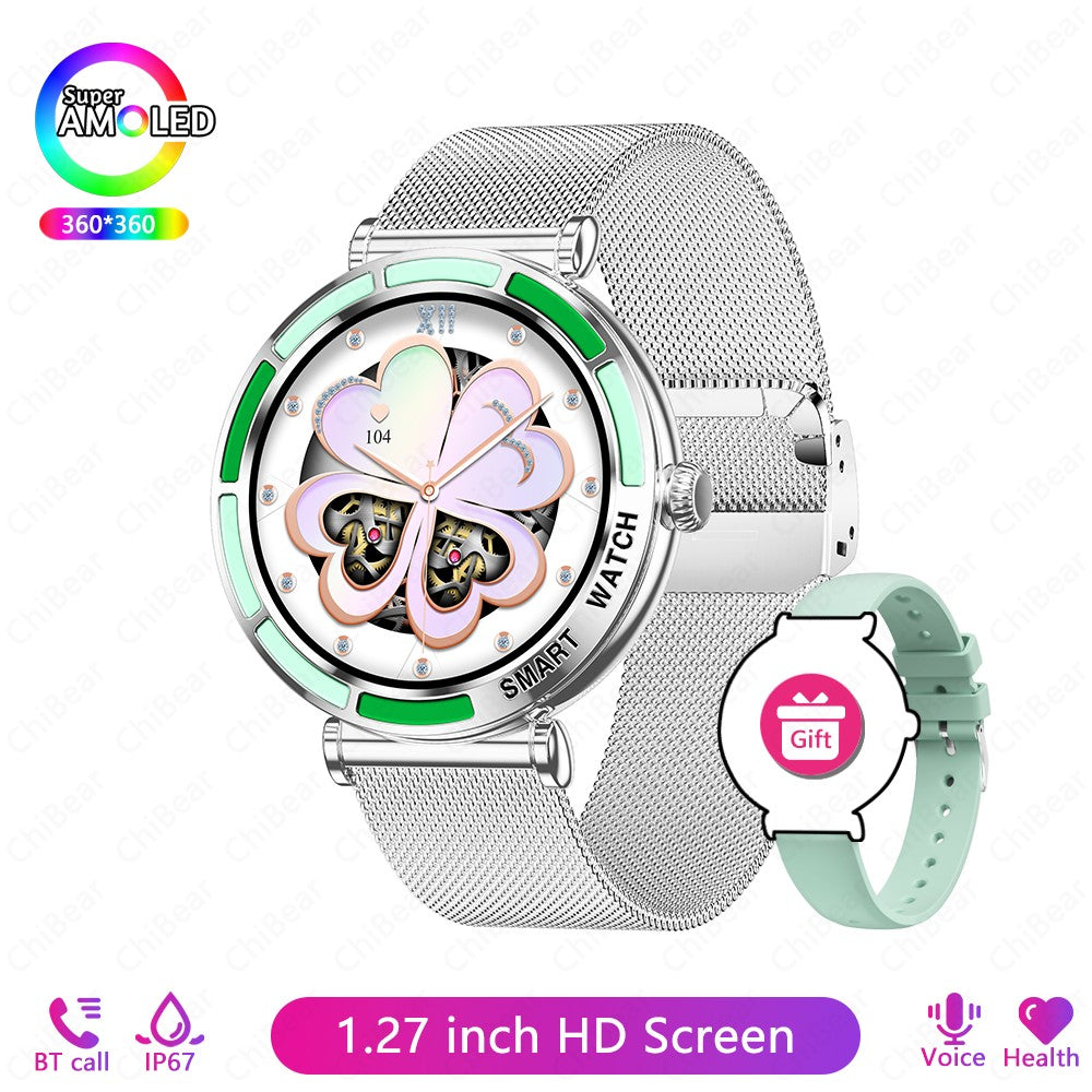 2025 Novo Smartwatch Feminino da Moda Tela HD 360*360 Pulseira Esportiva Mostrador Personalizado Frequência Cardíaca Chamada de Voz Smartwatch Para Android iOS