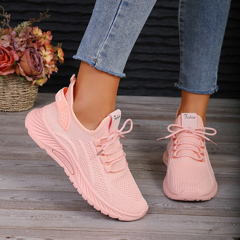 Designer Women Casual Sneakers Sports Shoes Fashion Brand Lace Up Loafers Female Knitted Mesh Breathable Shoes for Women