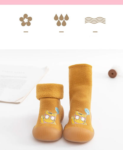 Autumn and Winter Toddler Shoes and Sock Baby Thickened Velvet Warm High Tube Boys and Girls Soft Bottom Indoor Children's Socks