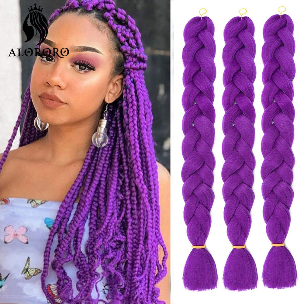 Cabelo Trançado Sintético Jumbo Alororo 82 polegadas Cabelo Falso Africano Fibra de Alta Temperatura Roxo Vermelho Extensões de Cabelo para Mulheres