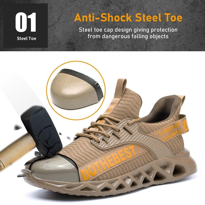 Sapatos de Segurança Bico de Aço Masculino Feminino Tênis de Trabalho Leves Sapatos de Trabalho à Prova de Furos Botas de Trabalho de Segurança Unissex para Construção