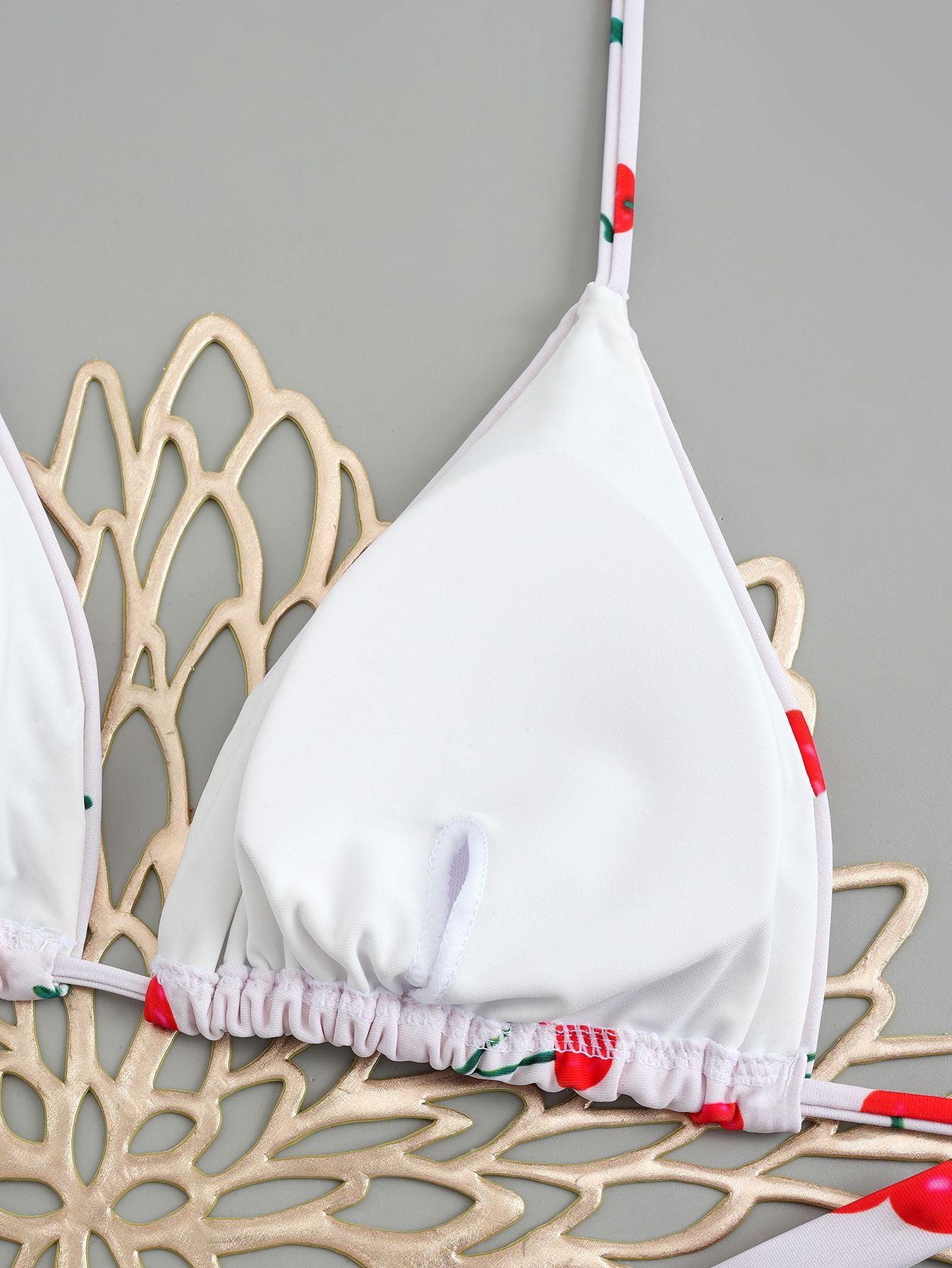 Sexy Cherry Print Triangle Brazilian Bikini Push Up Swimsuit 2 Piece String Bandage Bikinis Swimwear Women Thong Bathing Suit