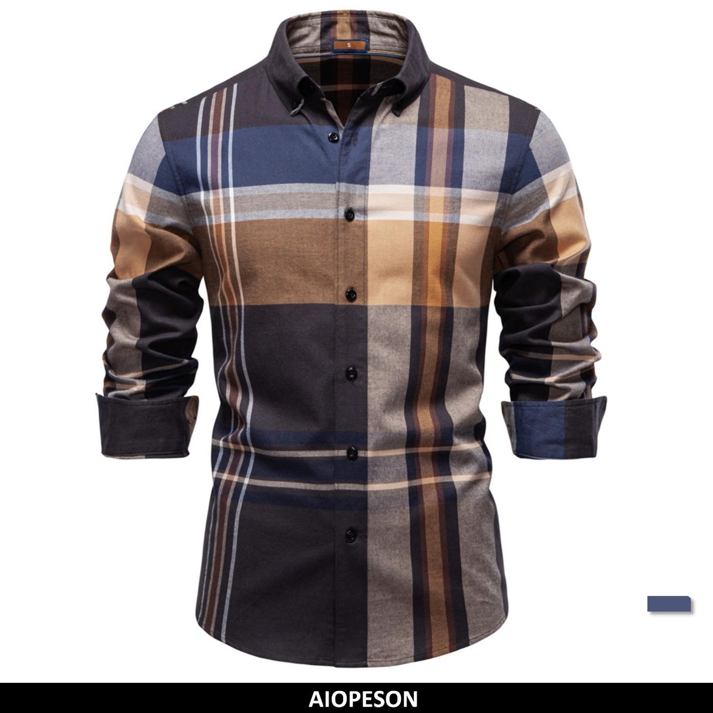 AIOPESON Men's Classic Plaid Shirt 100% Cotton Long Sleeve Autumn Winter Thicken Office Formal Business Executive Shirts